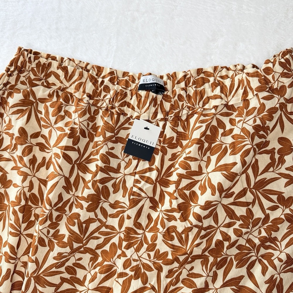 Eloquii White and Rust Floral Wide-Leg Pants - Picture 3 of 9